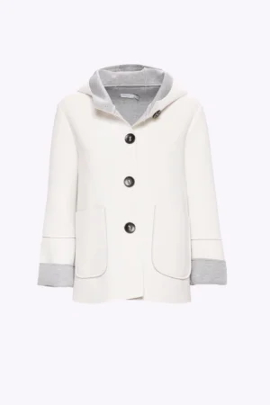 CAPPOTTO corto con cappuccio e interno grigio