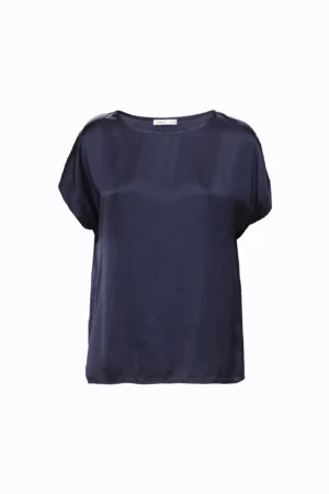 BLUSA fresca a manica larga con scollo a giro e manica corta