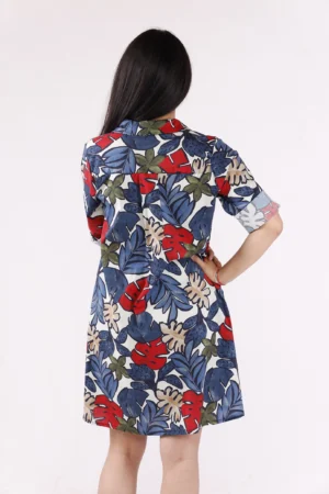 ABITO chemisier a fantasia di foliage con colletto alla francese