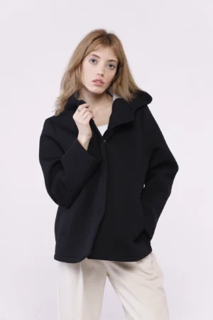 CAPPOTTO Softshell corto con bottoncini interni di chiusura cappuccio e tasche diagonali