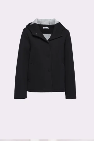 CAPPOTTO Softshell corto con bottoncini interni di chiusura cappuccio e tasche diagonali