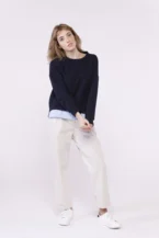 MAGLIA casual con inserto di camicia al fondo e scollo a giro ampio ONEWORLD HYBRID