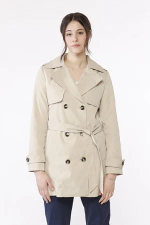 GIACCA trench monopetto con cintura tasche diagonali e collo reverse