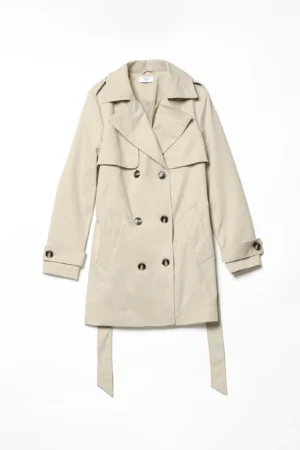 GIACCA trench monopetto con cintura tasche diagonali e collo reverse