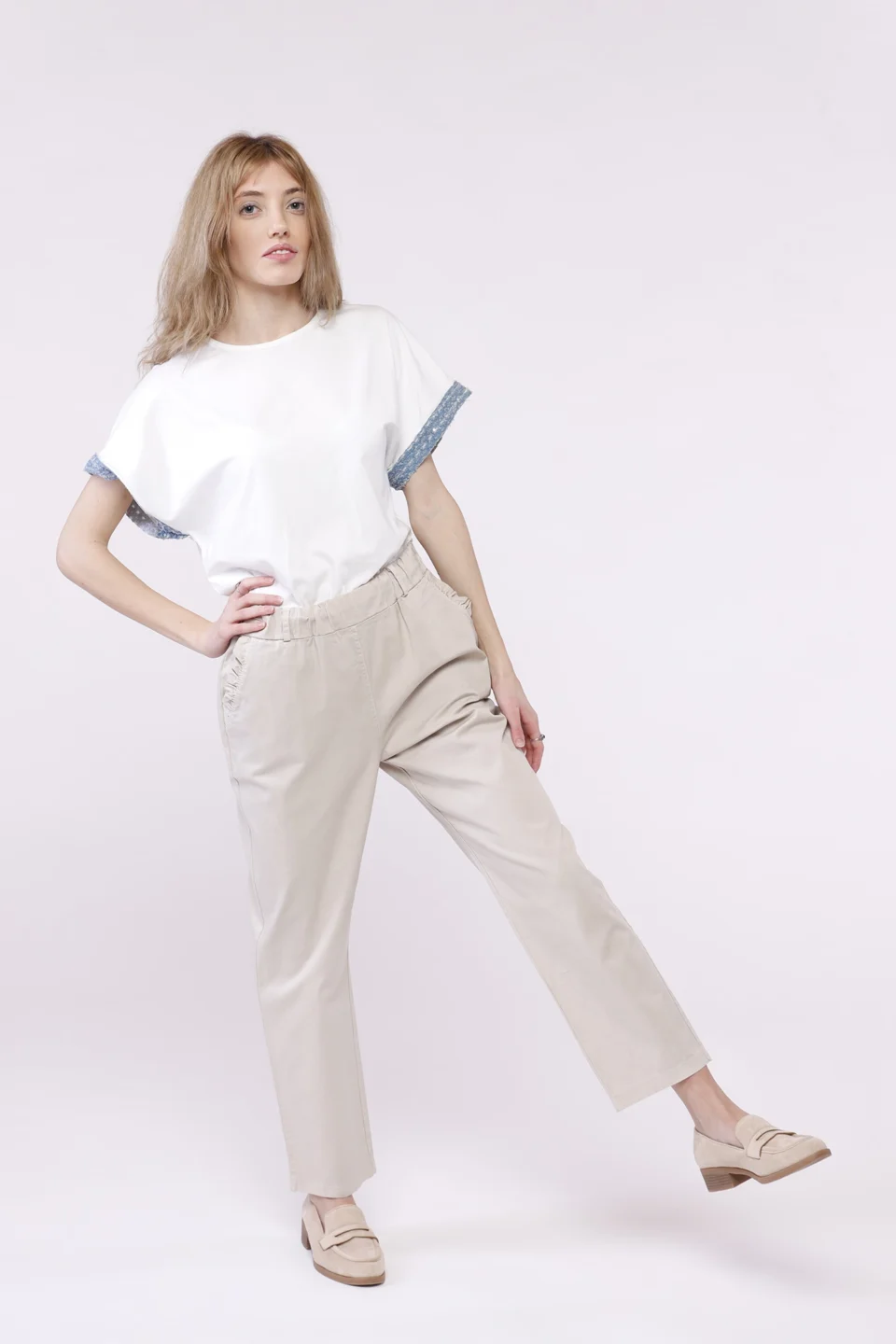 PANTALONE classico con eleganti taschine arricciate e comodo elastico di chiusura ONEWORLD HYBRID