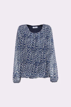 BLUSA maculata con bottoni  e manica a tre quarti