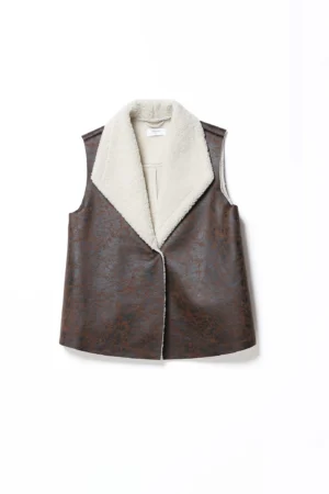GILET caldo, di tendenza con collo reverese e interno teddy