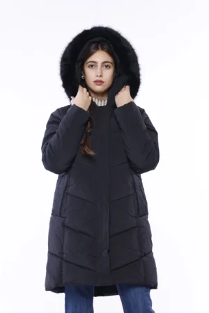 GIACCA Piumino lunga trapuntata con pellicciotto sul cappuccio