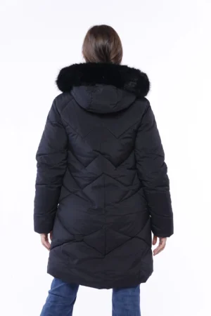 GIACCA Piumino lunga trapuntata con pellicciotto sul cappuccio
