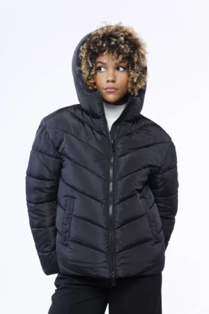 GIUBBOTTO Piumino corto con chiusura a cerniera e cappuccio removibile