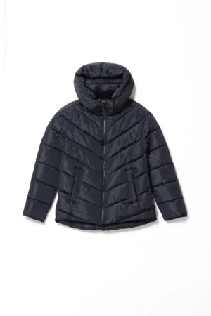GIUBBOTTO Piumino corto con chiusura a cerniera e cappuccio removibile