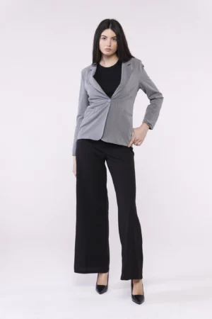 GIACCA business woman a righe monopetto con taschine decorative e con collo reverse ONEWORLD HYBRID