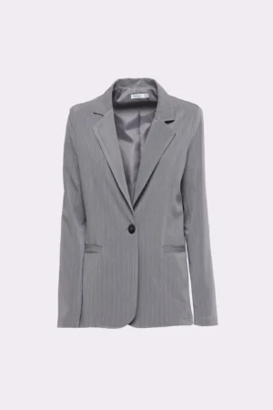 GIACCA business woman a righe monopetto con taschine decorative e con collo reverse