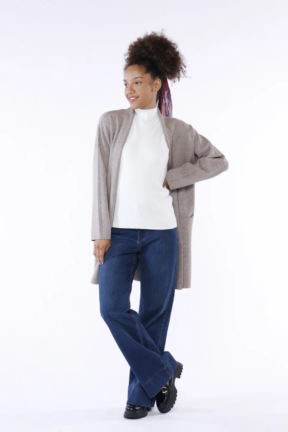 CARDIGAN lungo aperto sul davanti con tasche laterali ONEWORLD HYBRID