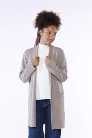 CARDIGAN lungo aperto sul davanti con tasche laterali