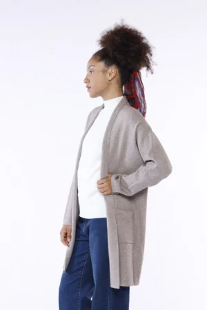 CARDIGAN lungo aperto sul davanti con tasche laterali