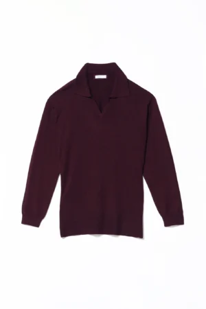 MAGLIA casual con orli a costine e colletto alla francese tagliato a V