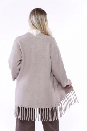 CARDIGAN lungo con frange aperto sul davanti