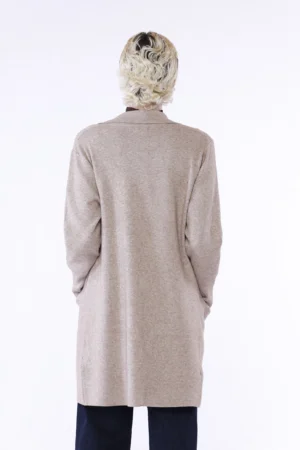 CARDIGAN lungo primi freddi con chiusura a due bottoni collo reverse e manica a costine