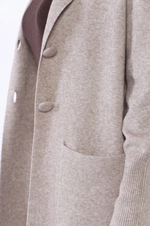 CARDIGAN lungo primi freddi con chiusura a due bottoni collo reverse e manica a costine