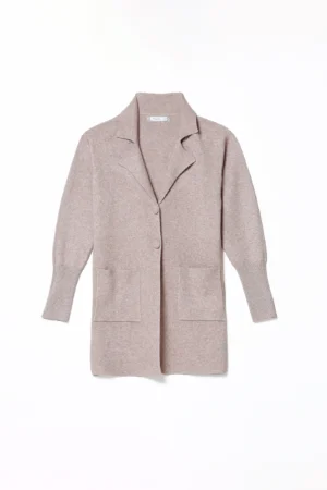 CARDIGAN lungo primi freddi con chiusura a due bottoni collo reverse e manica a costine