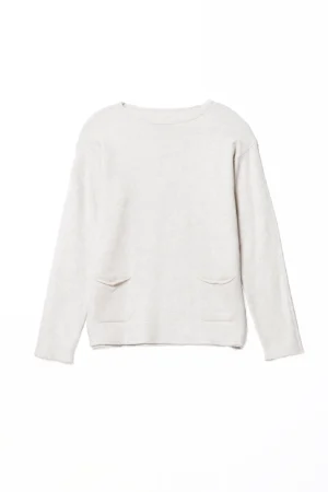 MAGLIA pullover con orli a costine orizzontali e graziosi taschini sul davanti