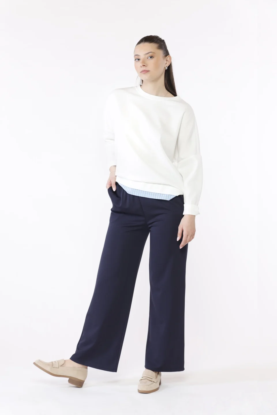 PANTALONE comodo wide leg con elastico di chiusura in vita ONEWORLD HYBRID