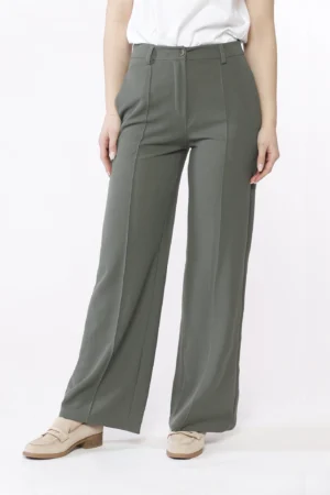 PANTALONE a palazzo con bottoncino di chiusura ed eleganti passanti alla cintura