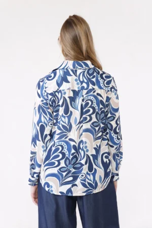 BLUSA con bottoni a fantasia di fiori e colletto alla francese