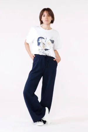 PANTALONE in morbida viscosa a palazzo con laccetto di chiusura ONEWORLD HYBRID