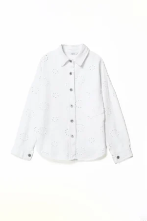 CAMICIA sangallo con bottoncini metallizzati e comoda tasca sul petto