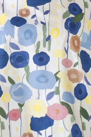 BLUSA fantasia di fiori con scollo a barca risvoltato e manica ampia