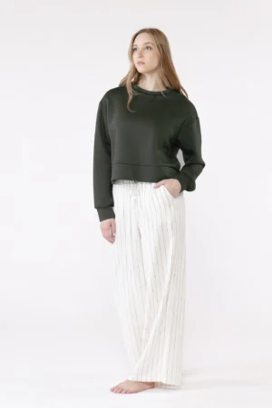 PANTALONE in tessuto tencel wide leg a righe