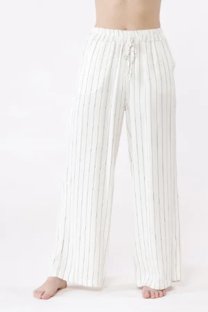 PANTALONE in tessuto tencel wide leg a righe