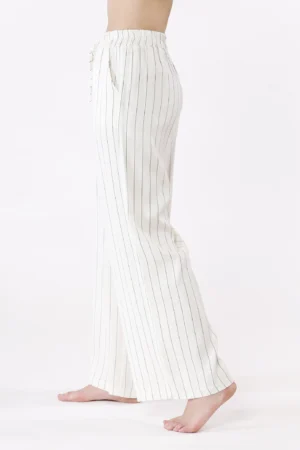 PANTALONE in tessuto tencel wide leg a righe