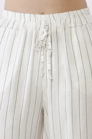 PANTALONE in tessuto tencel wide leg a righe