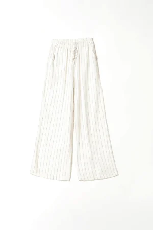 PANTALONE in tessuto tencel wide leg a righe