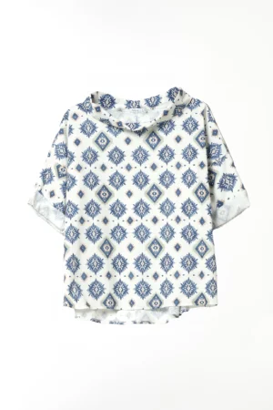 BLUSA stampa fantasia con scollo a barca e manica ampia