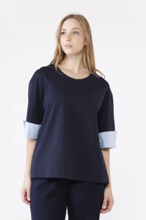 BLUSA casual con manica a tre quarti e interno a righe