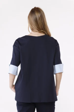 BLUSA casual con manica a tre quarti e interno a righe
