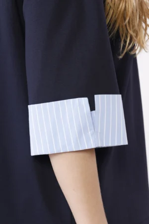 BLUSA casual con manica a tre quarti e interno a righe