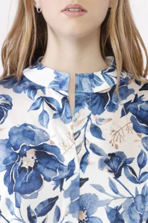 BLUSA stampa fantasia di fiori ampia e con colletto alla coreana aperto a V