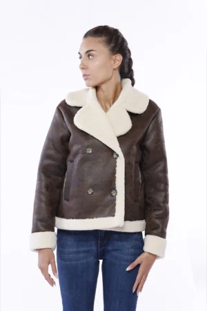 GIUBBOTTO doppiopetto tipo montone con interno in teddy