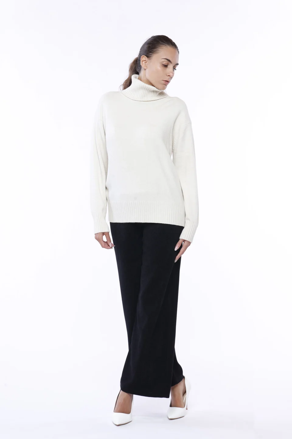 MAGLIA pullover a collo alto e orli a costine ONEWORLD HYBRID