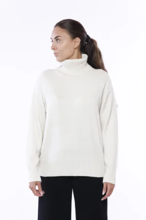 MAGLIA pullover a collo alto e orli a costine