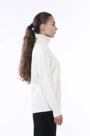 MAGLIA pullover a collo alto e orli a costine