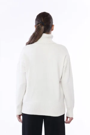 MAGLIA pullover a collo alto e orli a costine