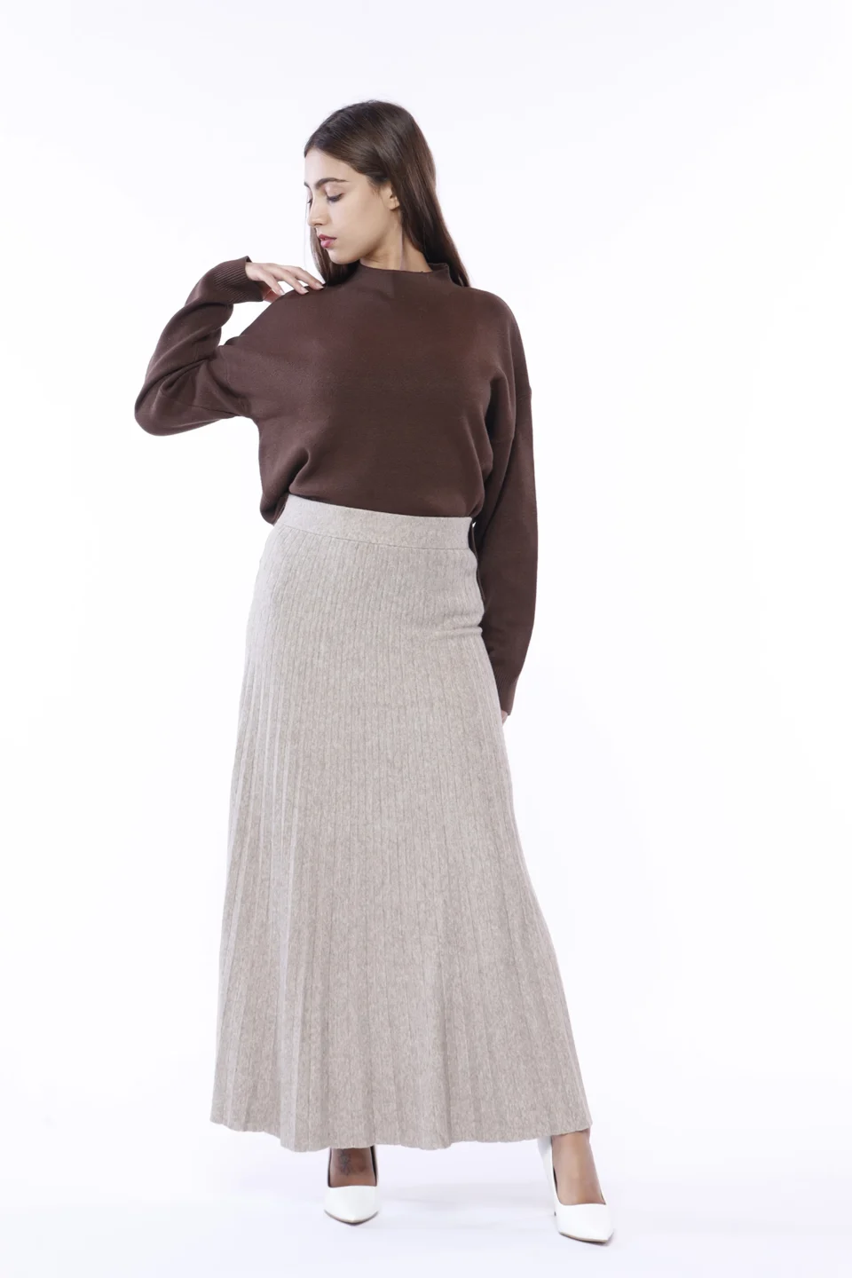 GONNA plissettata lunga con elastico in vita ONEWORLD HYBRID