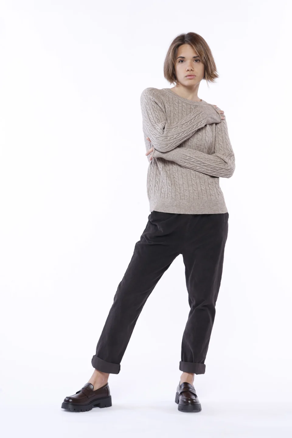 MAGLIA casual con trecce ricamate e scollo a giro ONEWORLD HYBRID