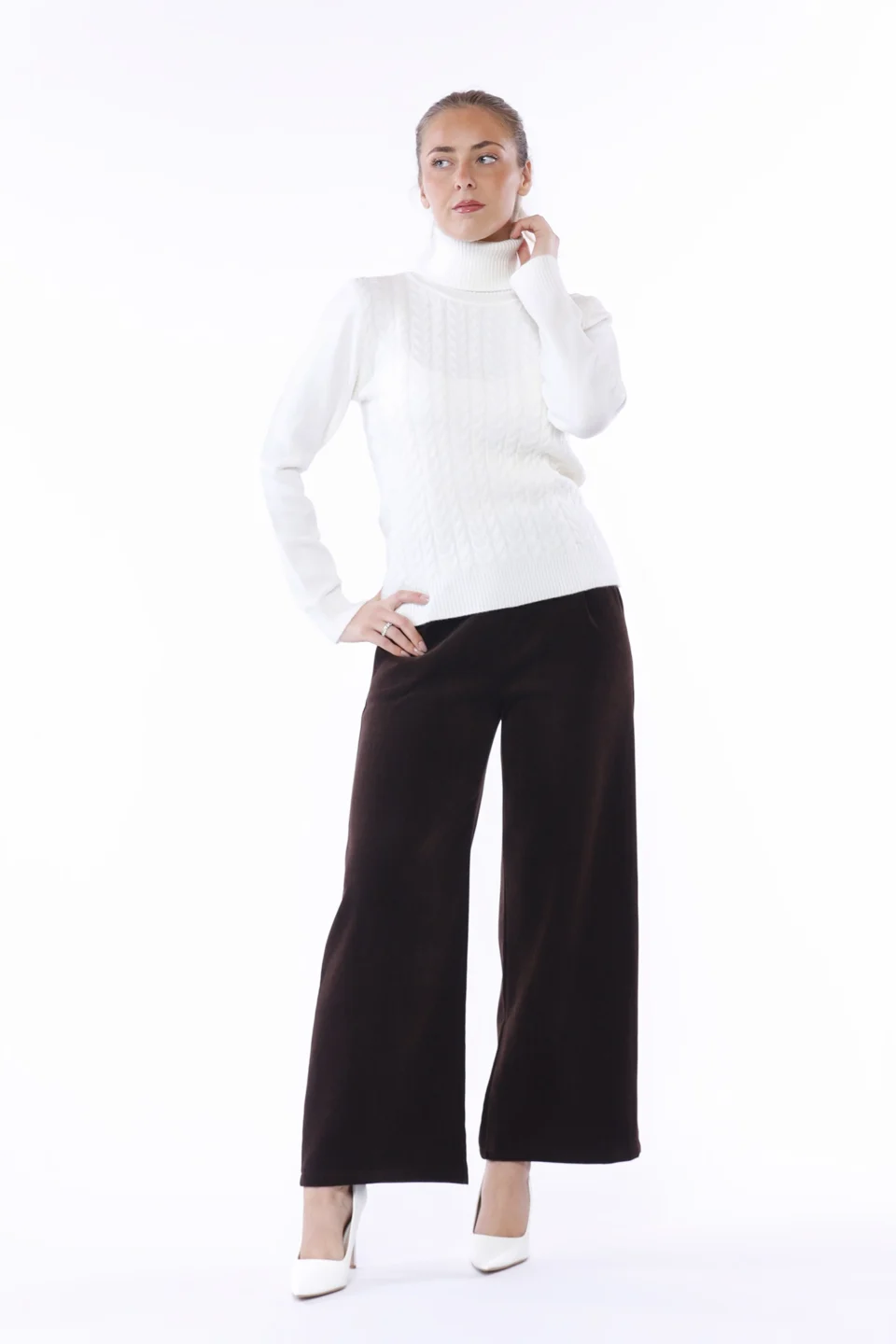 MAGLIA dolcevita con trecce ricamante e orli a costine ONEWORLD HYBRID